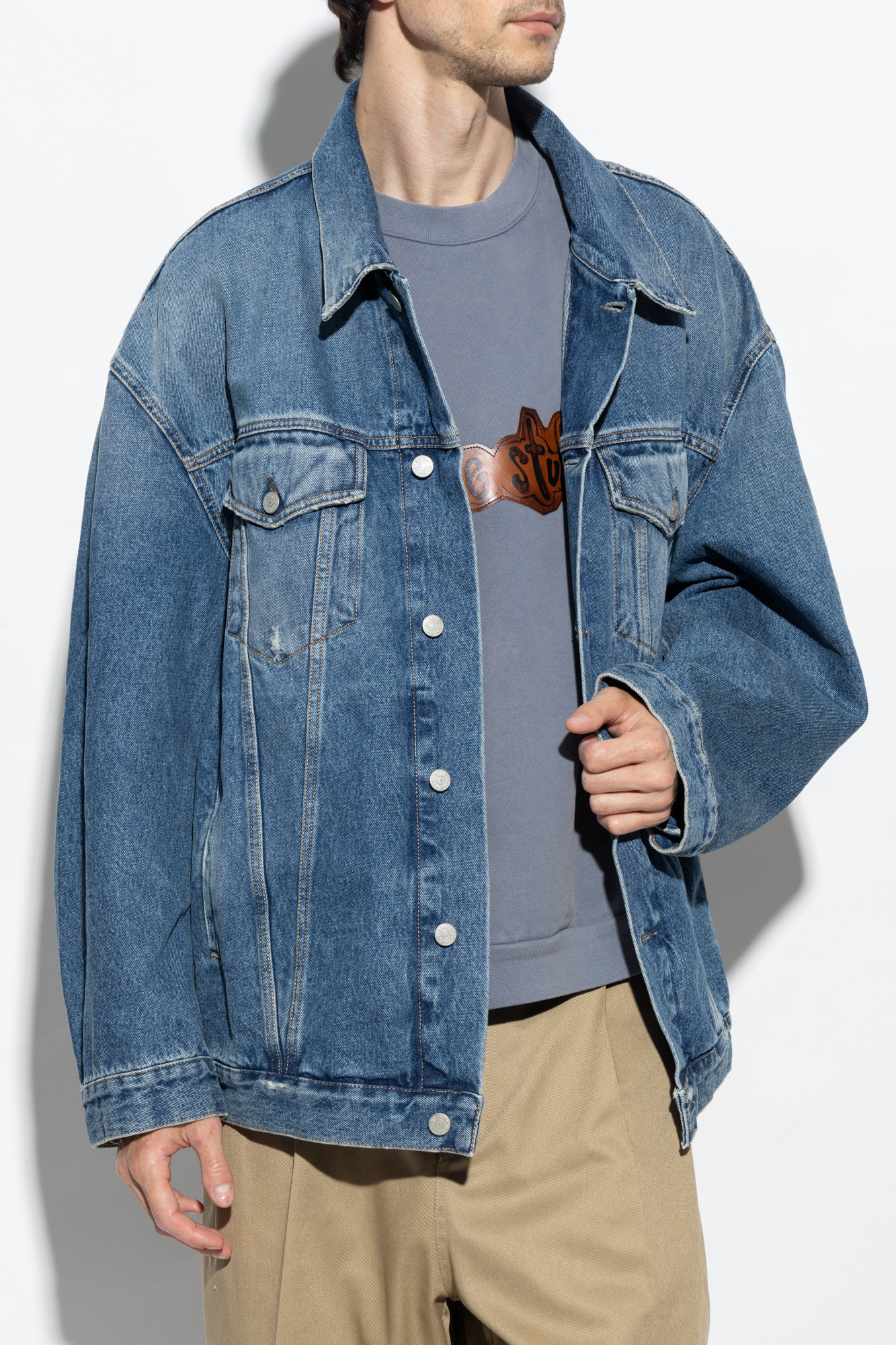 Acne studios distressed denim jacket hotsell